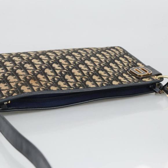 Christian Dior Trotter Canvas Shoulder Bag Navy Gold Auth ep6208 - Picture 6 of 16